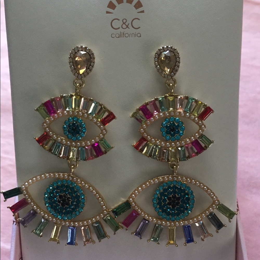 Evil Eye Earrings New by C&C California - Picture 6 of 14
